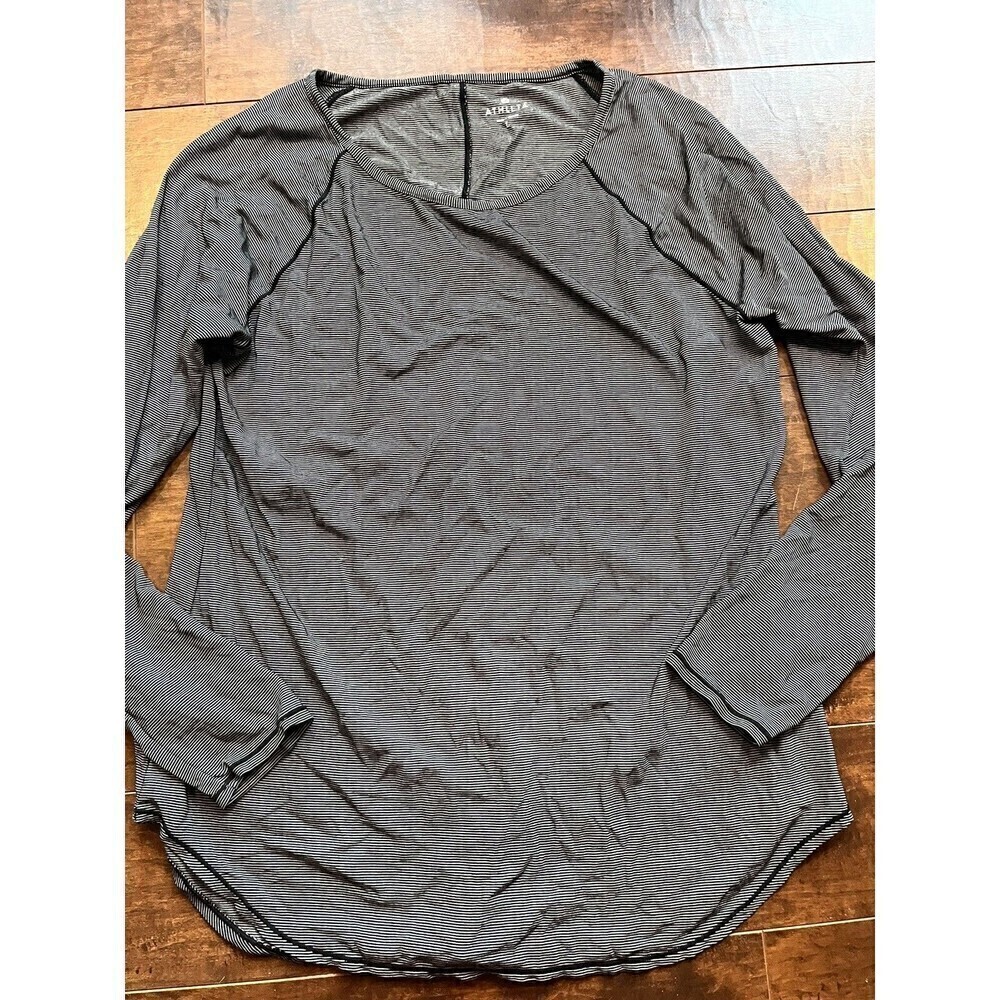 Athleta Comfy Cozy Long Sleeve Striped Shirt Sz Large